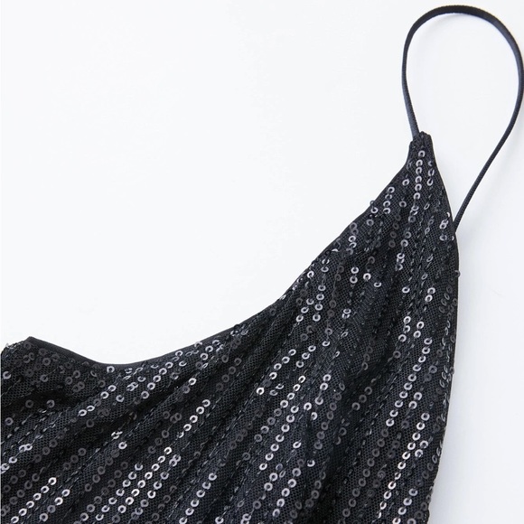 Plus Size Sequin Plunge Neckline Backless Wide Leg Pants Jumpsuit Dress - Picture 11 of 14